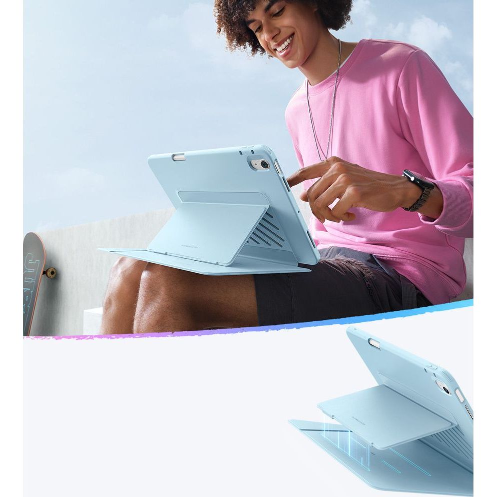 Etui z klapką ESR Flip Hybrid do iPad Air 11" / 10.9" 2025/2024/2022/2020, błękitne. Odporne na codzienne użytkowanie, matowa powierzchnia zapobiegająca śladom palców, precyzyjne wycięcia.